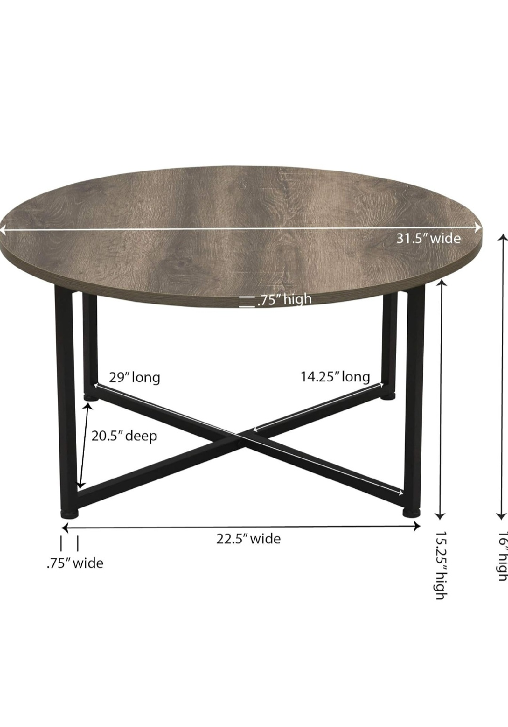 Round Coffee Table, Wood Grain Finish - photo 2