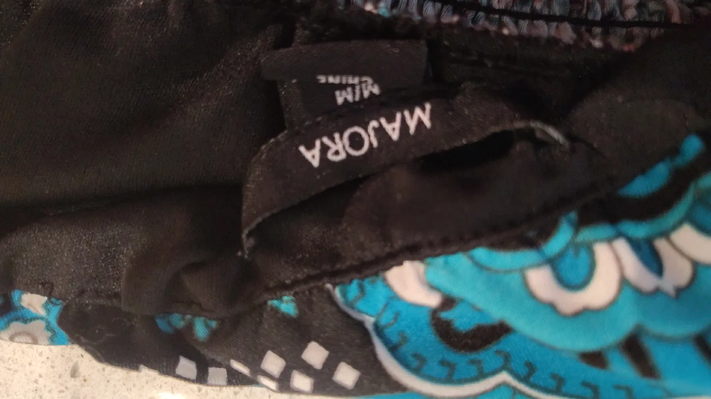 Majora Blue White & Black Paisley Strapless Dress image indicator(3)