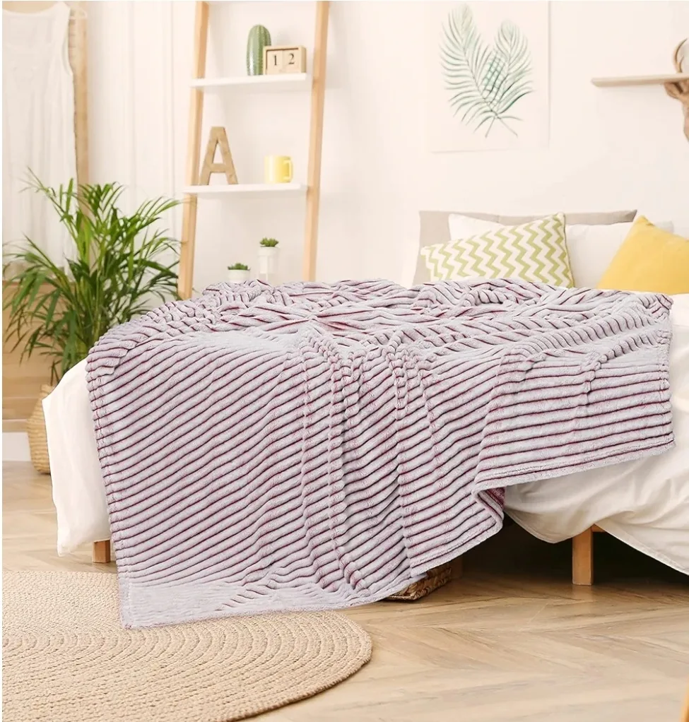 Red & White Striped Fleece Blanket image indicator(4)