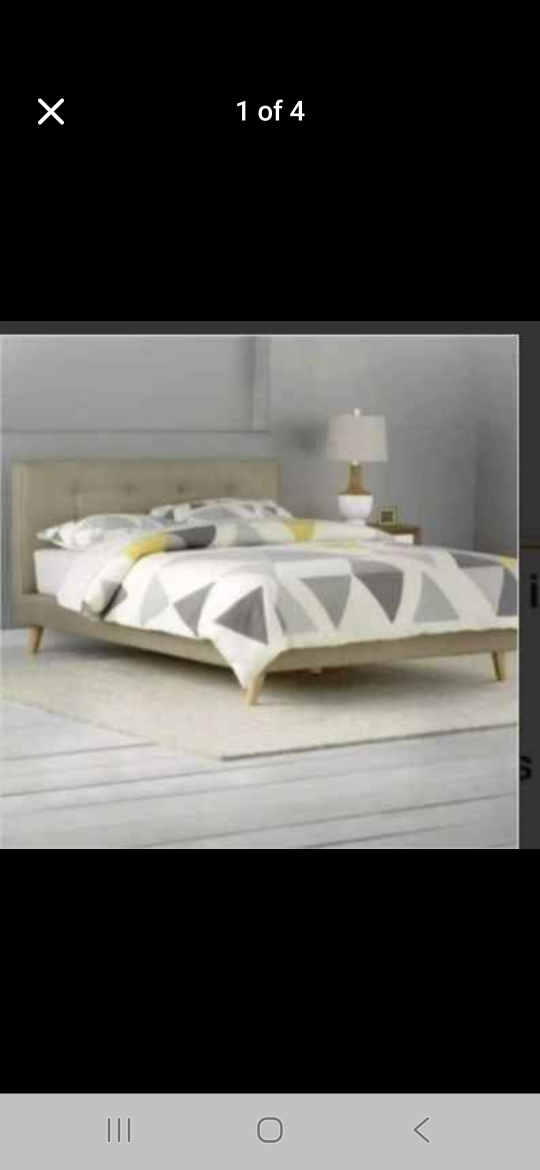 Drew Tan Tufted Linen Full Bed - Tan - photo 2
