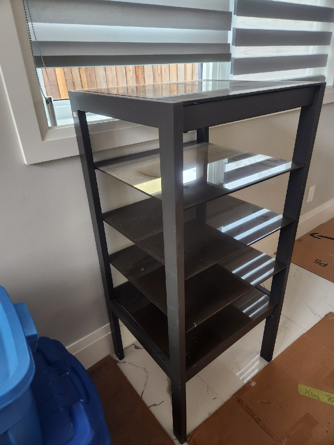 Black Stereo Glass Shelf Unit