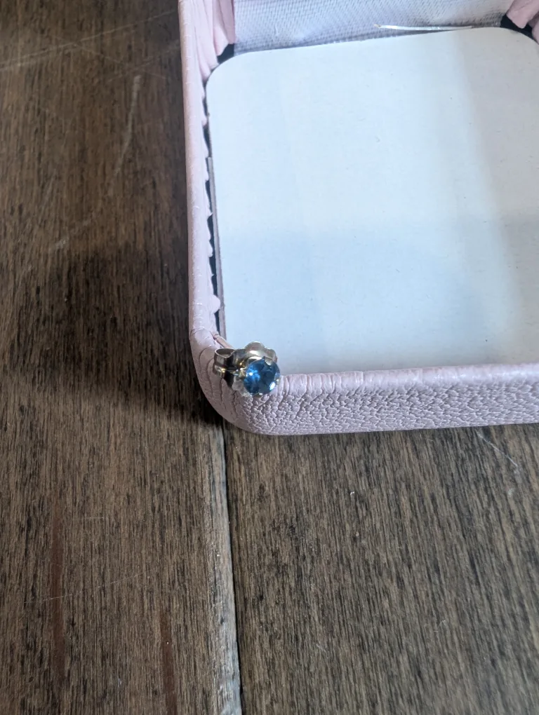 Brand New 10K White Gold Blue Sapphire Earrings For Sale image indicator(5)