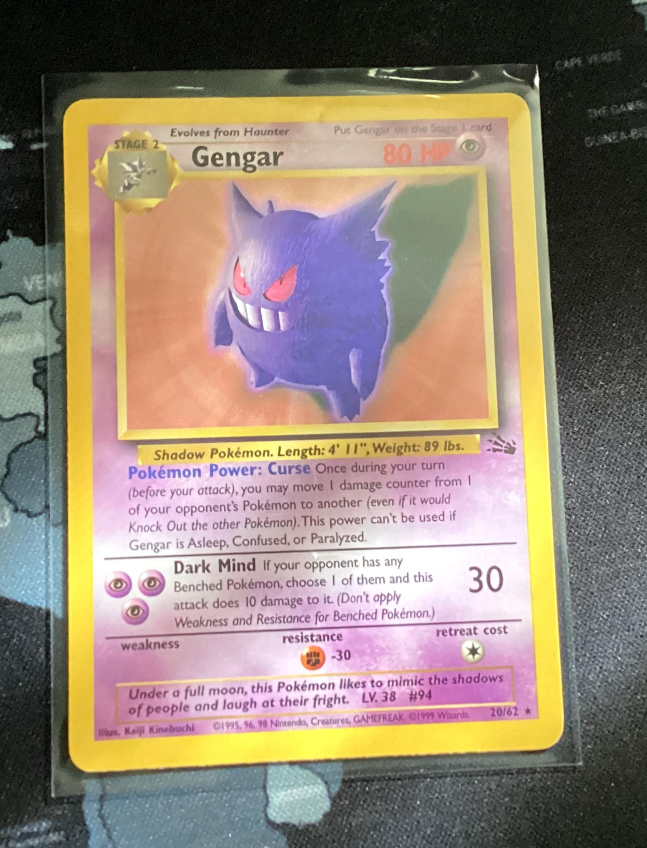 Gengar Fossil Base Set Pokemon Card Rare Unlimited