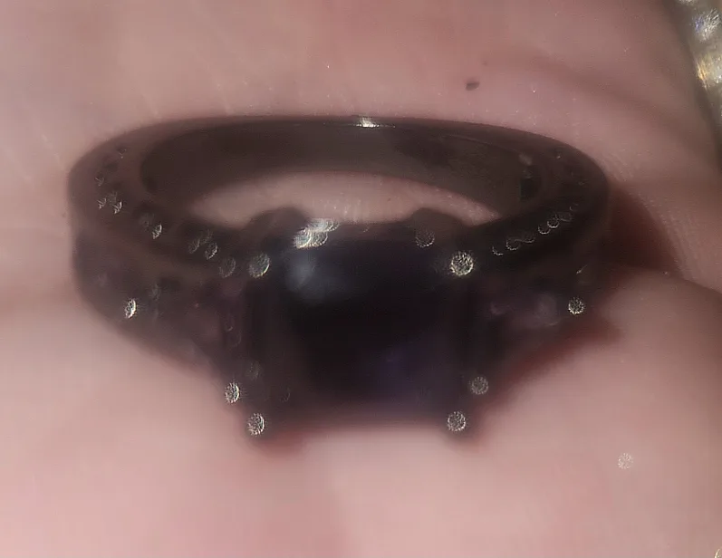Black Ring with Purple Gemstone/Amethyst thumbnail
