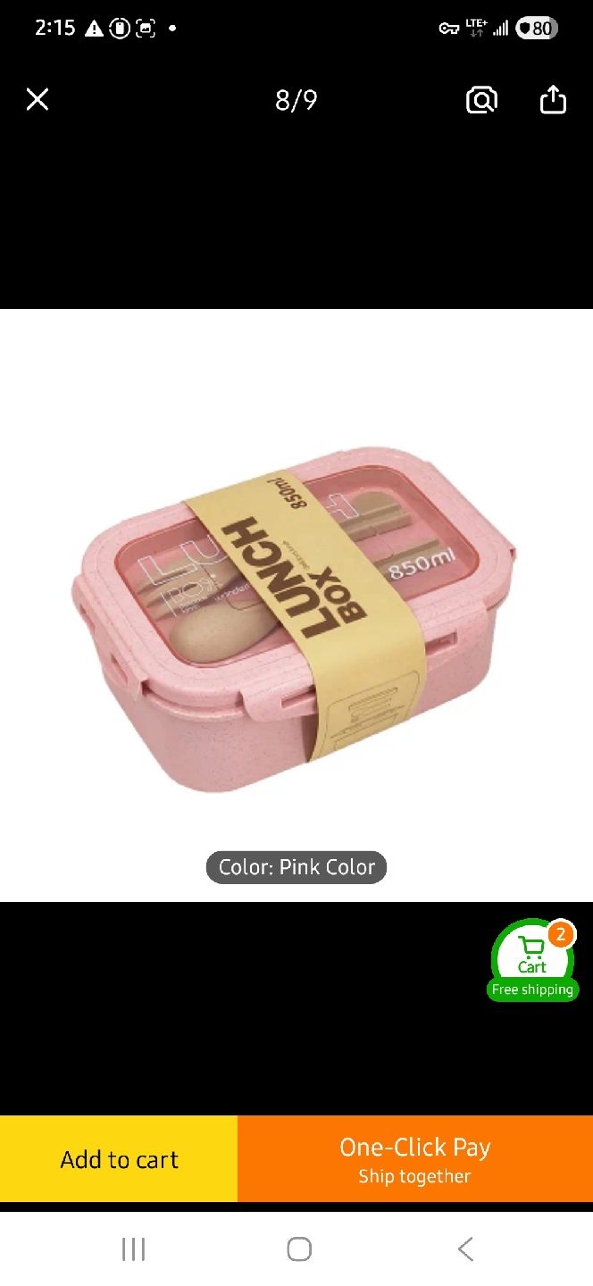 NEW Pink Lunch Box with Utensils and Bag