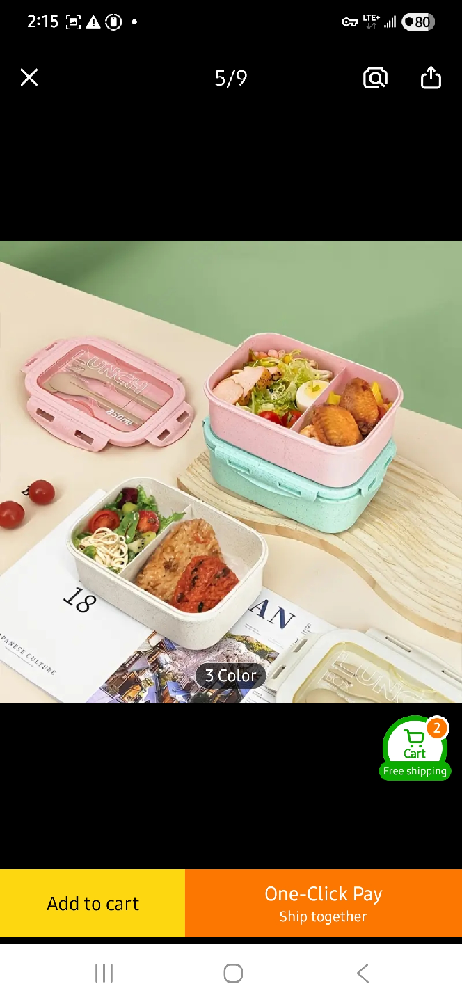 NEW Pink Lunch Box with Utensils and Bag - photo 2