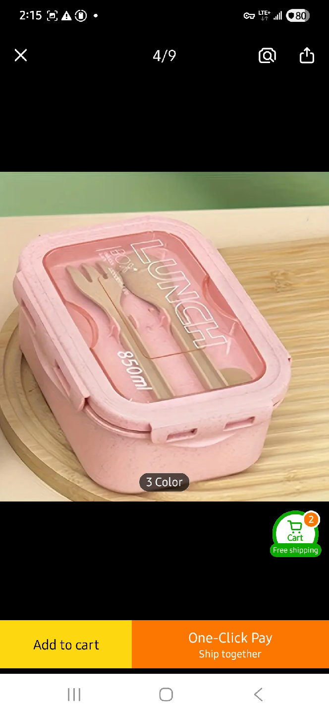 NEW Pink Lunch Box with Utensils and Bag - photo 4