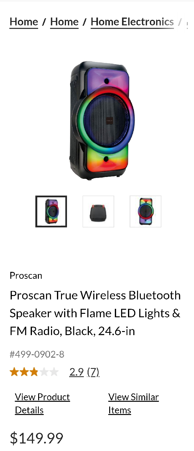 Proscan Bluetooth Speaker with Flame LED Lights - photo 3