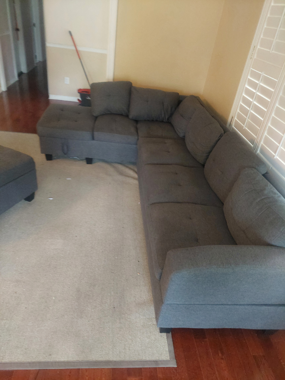 Free delivery Grey Sectional Sofa with Ottoman - photo 2