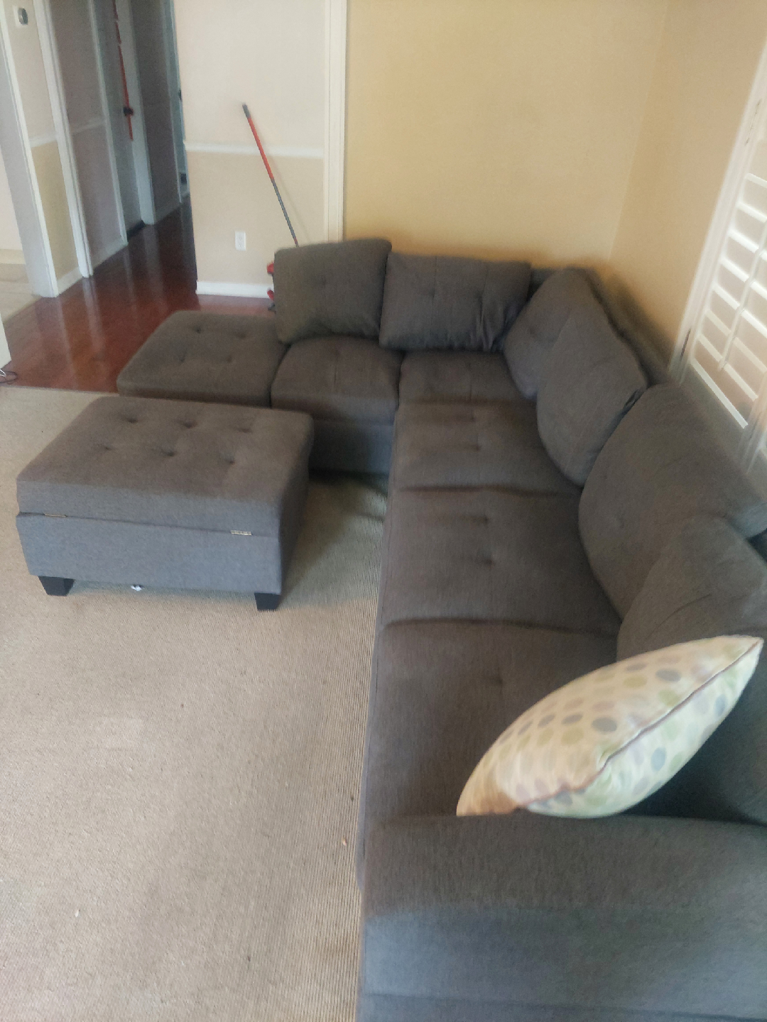 Free delivery Grey Sectional Sofa with Ottoman - photo 5
