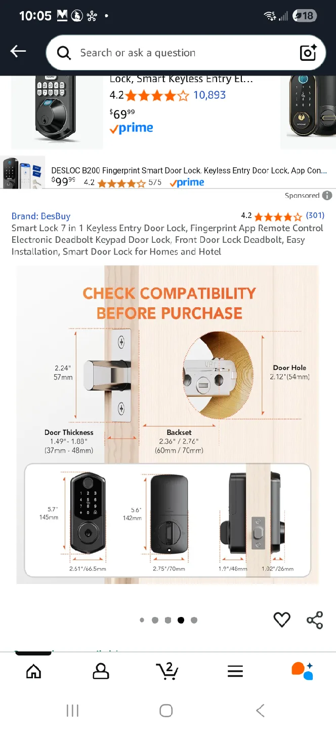 BESBUY Smart Lock - New in Box image indicator(5)