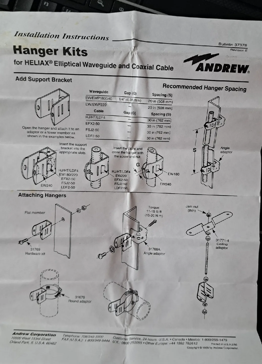 Andrew HELIAX 43211A Cable Hanger Kit image indicator(4)