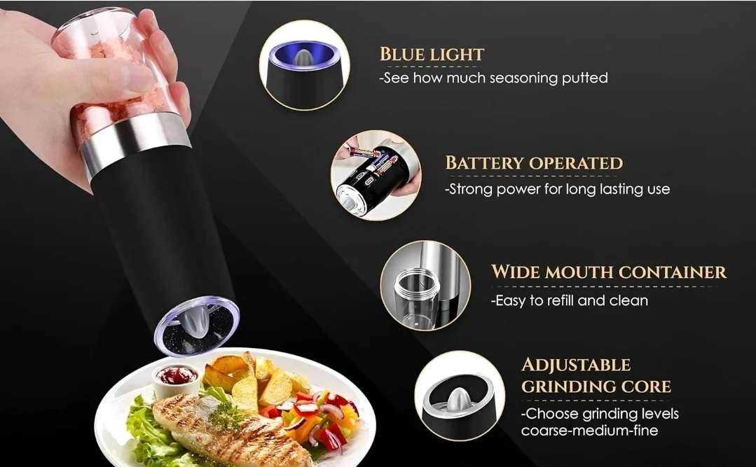 Electric Salt & Pepper Grinder - Black image indicator(8)