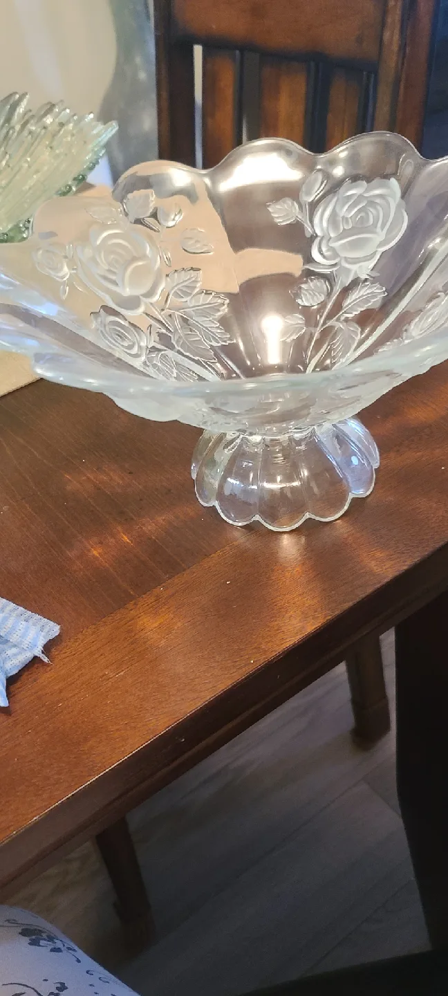 Elegant Clear Glass Floral Bowl image indicator(2)