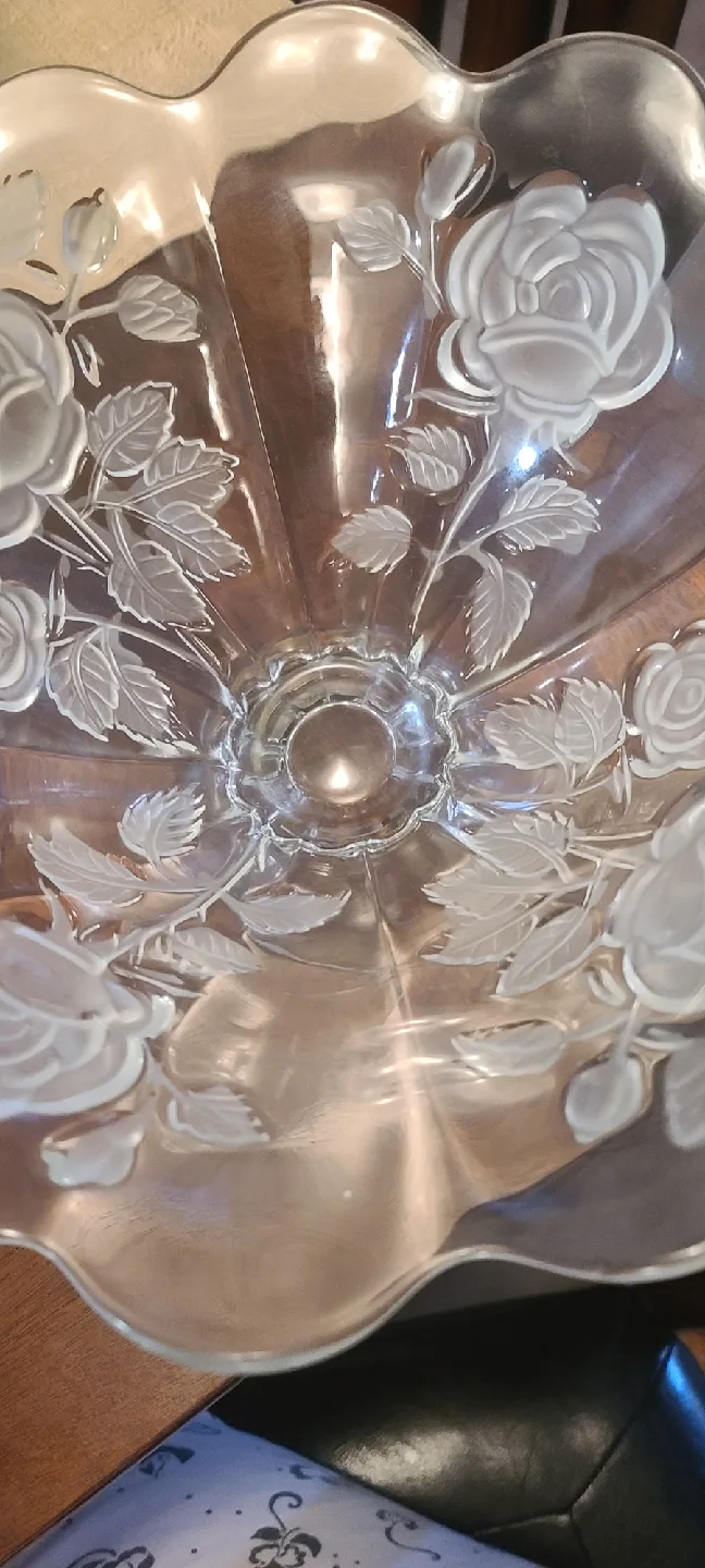 Elegant Clear Glass Floral Bowl image indicator(3)