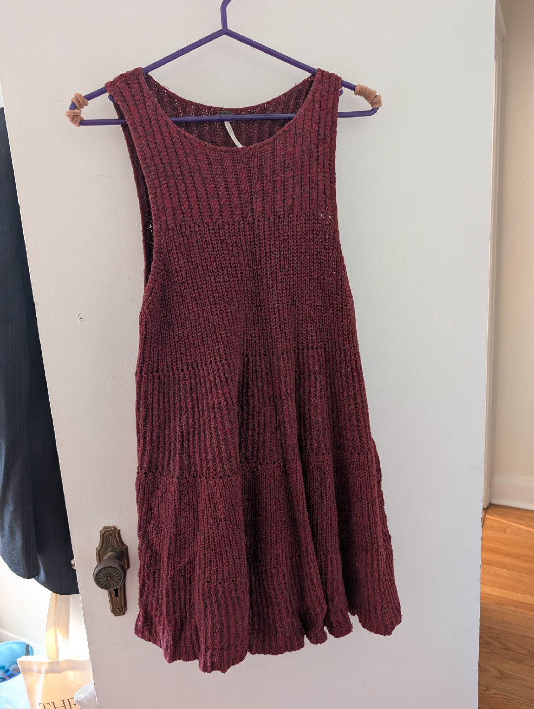 Free People Red Cotton Knitted dress with lining - small - photo 4