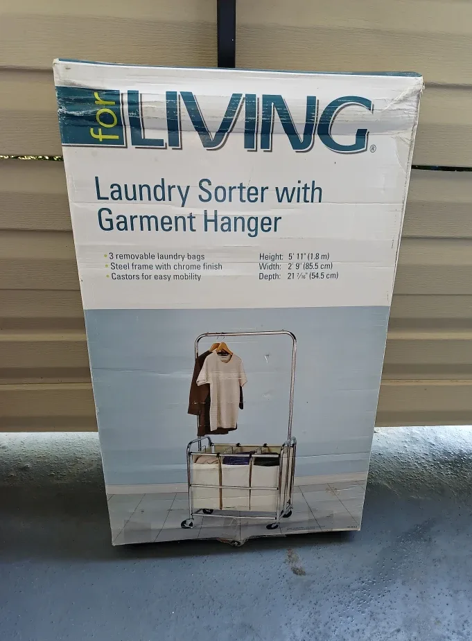 New n/Box~Laundry Sorter w/Hanger n/Wheels 🥕 thumbnail