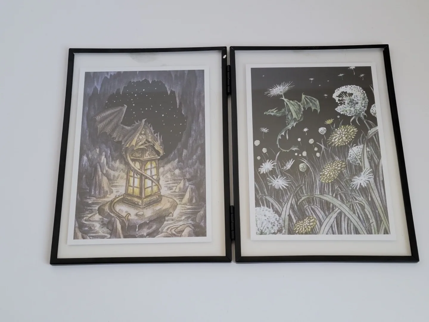 Double Picture Frame with Dragon Art Prints thumbnail