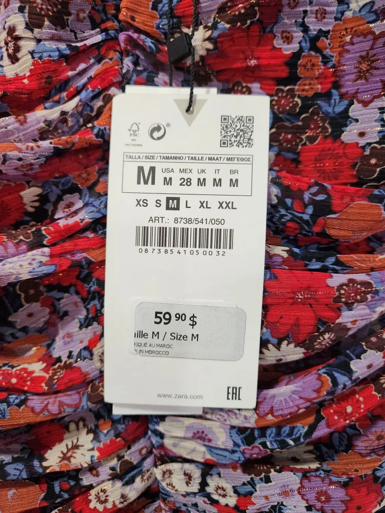 Zara Floral Print Ruched Mini Dress - Size M image indicator(3)
