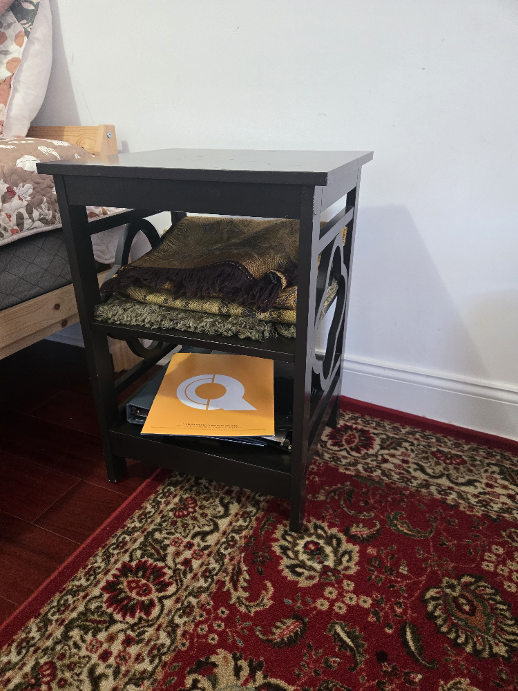 Black End Table with Shelves