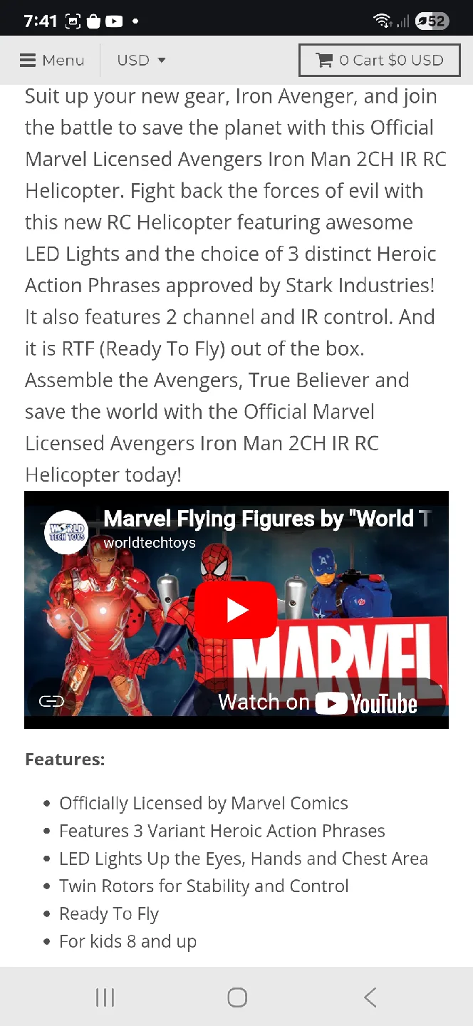 Marvel Avengers Iron Man 2CHANNEL IR RC "Helicopter" image indicator(4)