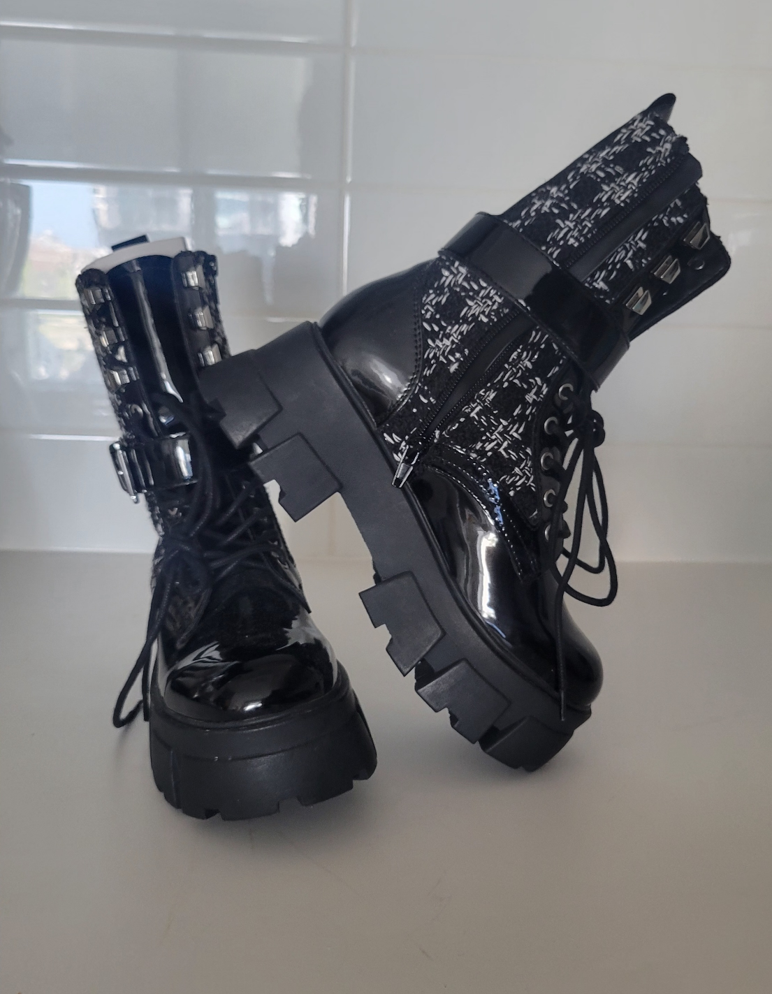 Black Platform Combat Boots Aldos - photo 4