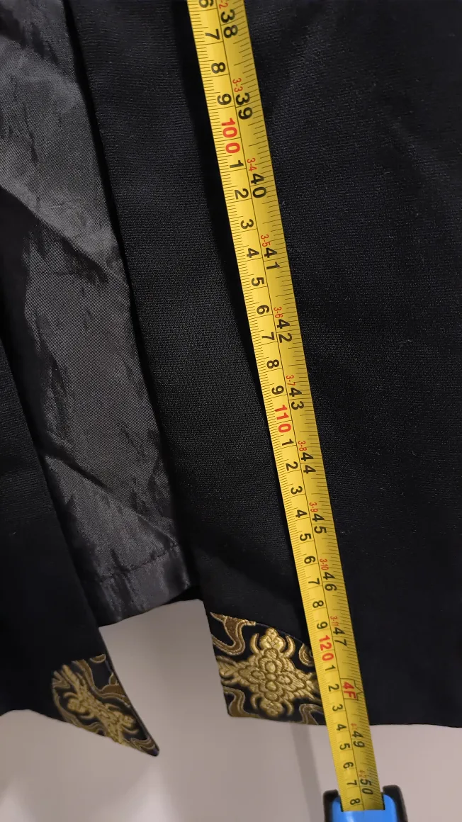 Black Long Coat with Floral Design-Size L image indicator(4)