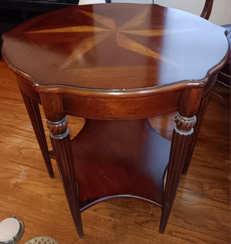 Wooden Accent Table with Star Design image indicator(2)