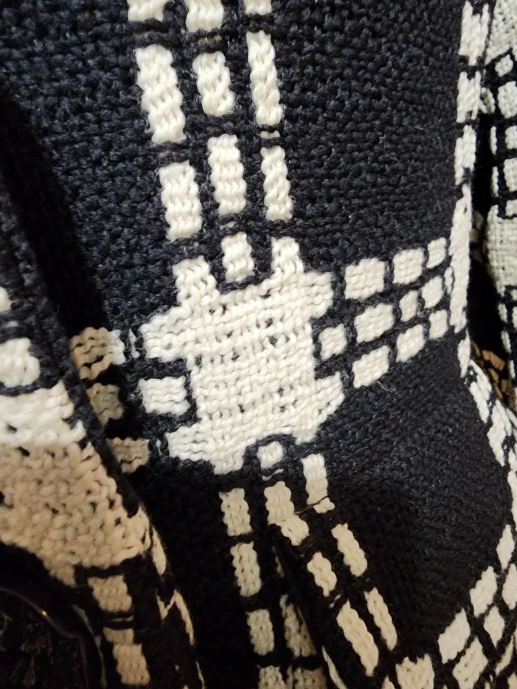 Ross Mayer Black & Off White Plaid Full Length Coat - Size 4 image indicator(4)