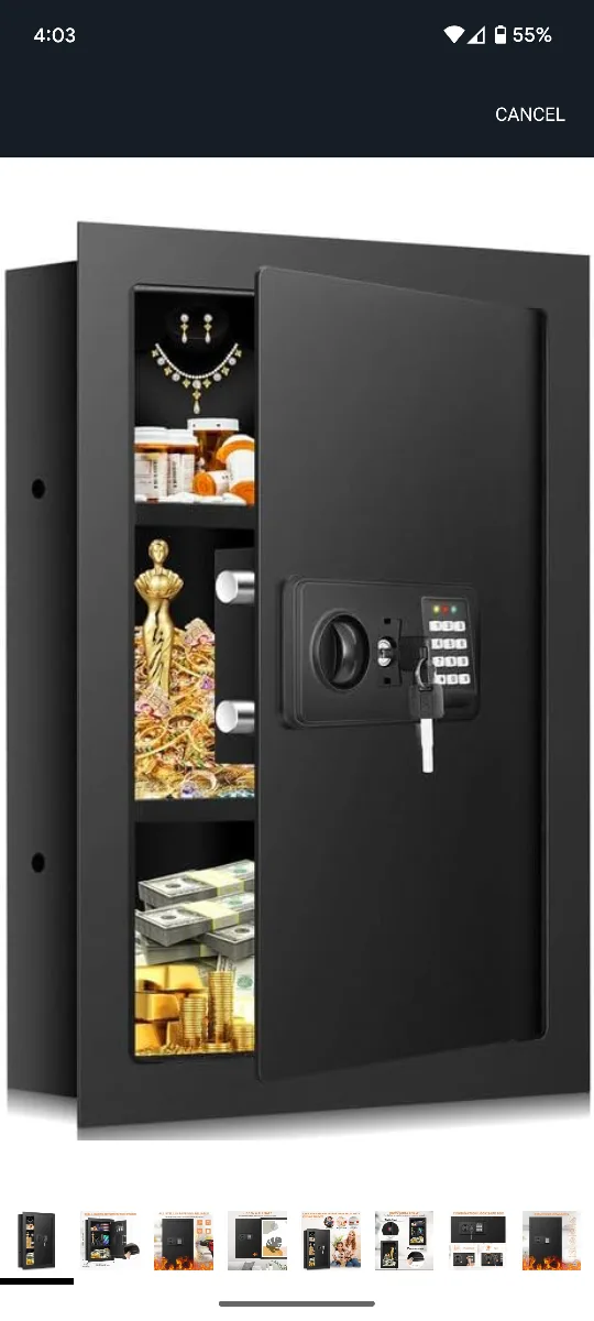 Black Digital Wall Safe with Removable Shelf image indicator(8)