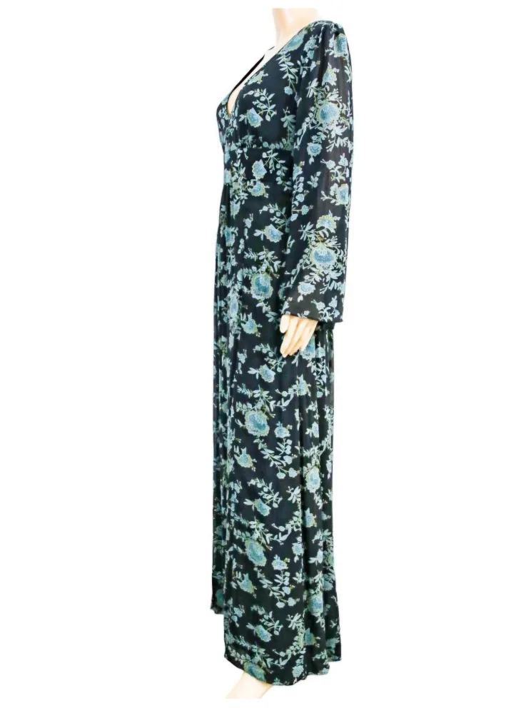 Monsoon Whimsical Maxi Dark Blue Floral Dress US Size UK10 image indicator(2)