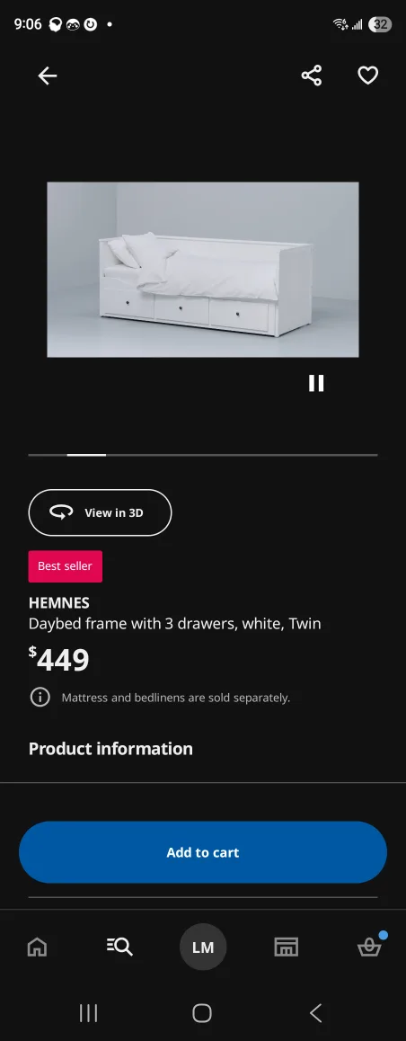 IKEA Hemnes Daybed Frame with 3 Drawers - Twin, White image indicator(2)