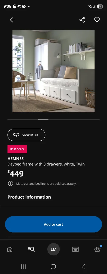 IKEA Hemnes Daybed Frame with 3 Drawers - Twin, White image indicator(3)