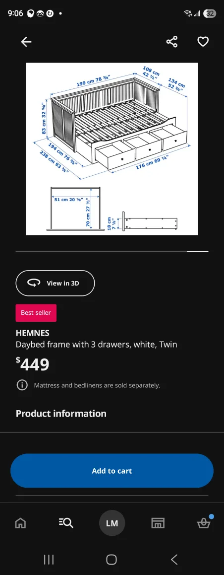 IKEA Hemnes Daybed Frame with 3 Drawers - Twin, White image indicator(4)
