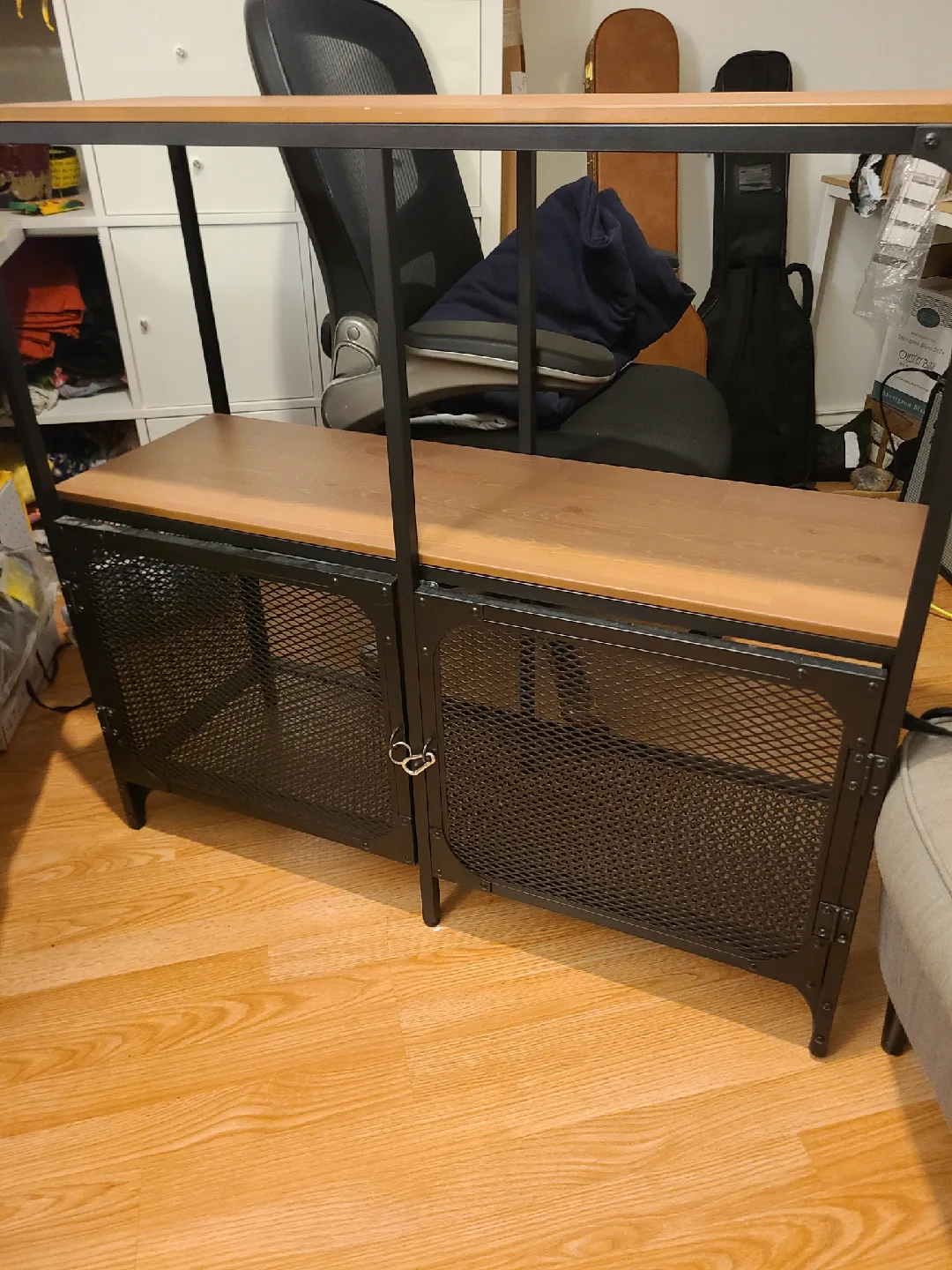 Wood & Metal Shelf with Cabinet. Ikea FJÄLLBO, 🥕 thumbnail