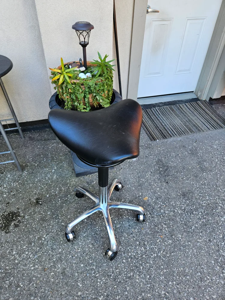 Saddle Seat Rolling Stool - Black thumbnail