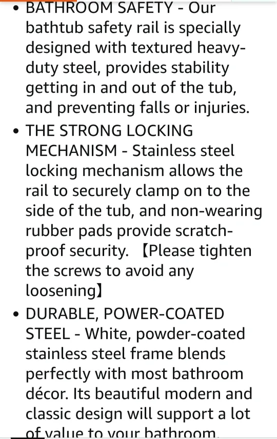 BATHTUB SAFETY RAIL (Grab Bar)Adjustable Clamp image indicator(9)