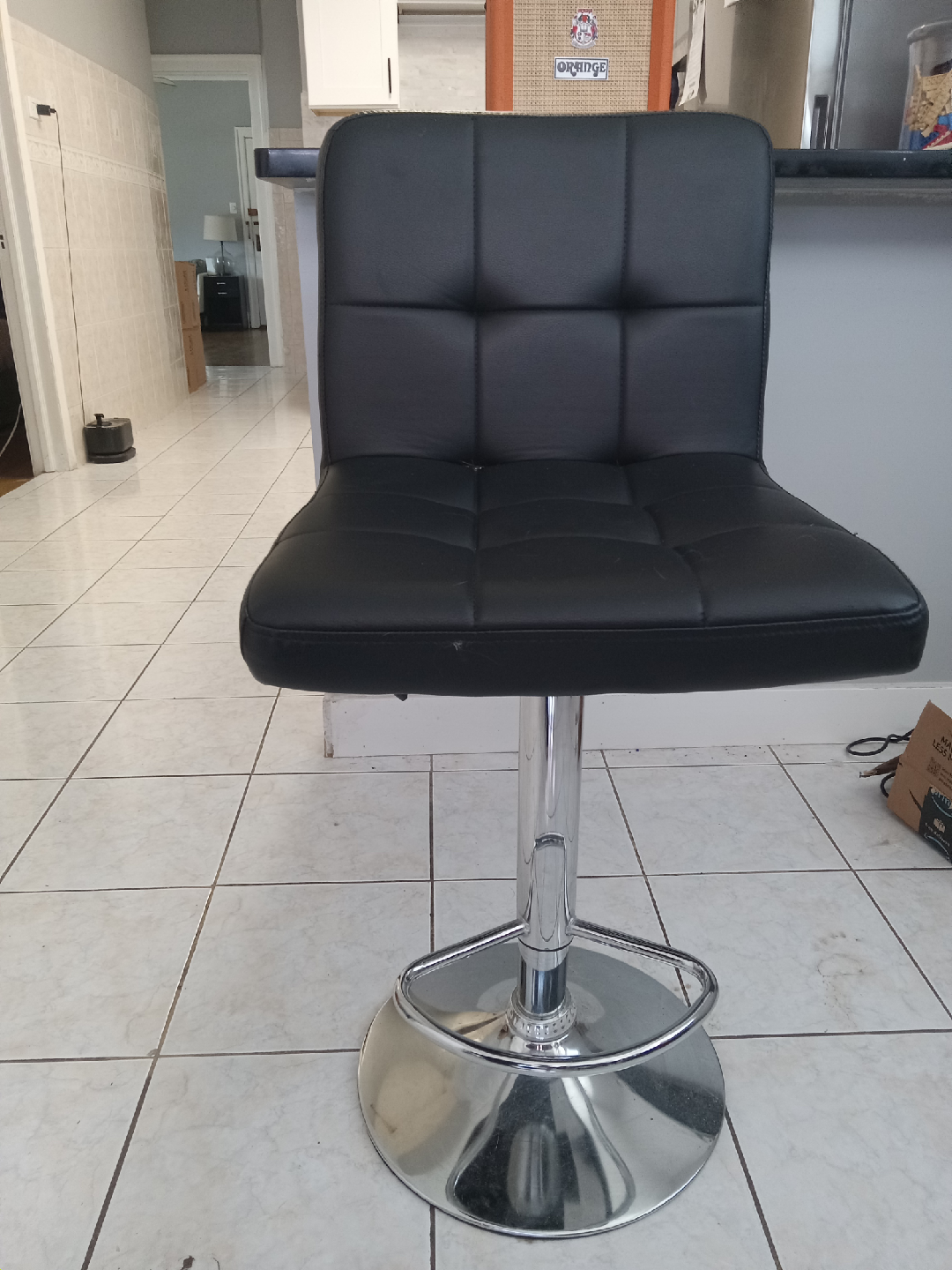 Black Adjustable Height Bar Stool