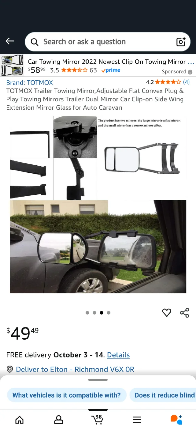 TOTMOX Towing Mirrors - Adjustable Clip-On thumbnail