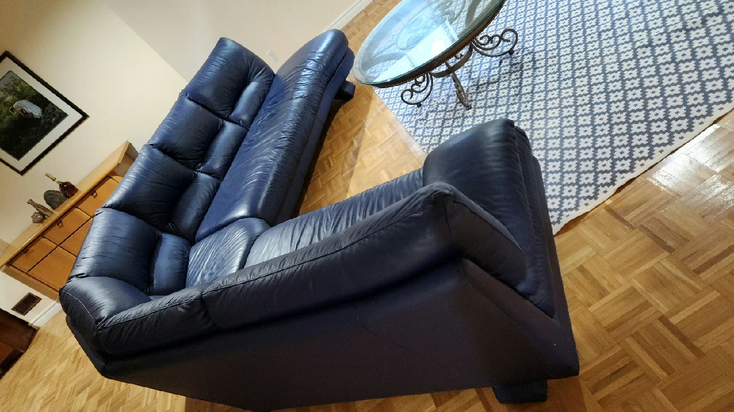 Nicoletti Blue Leather Sectional Sofa - photo 2