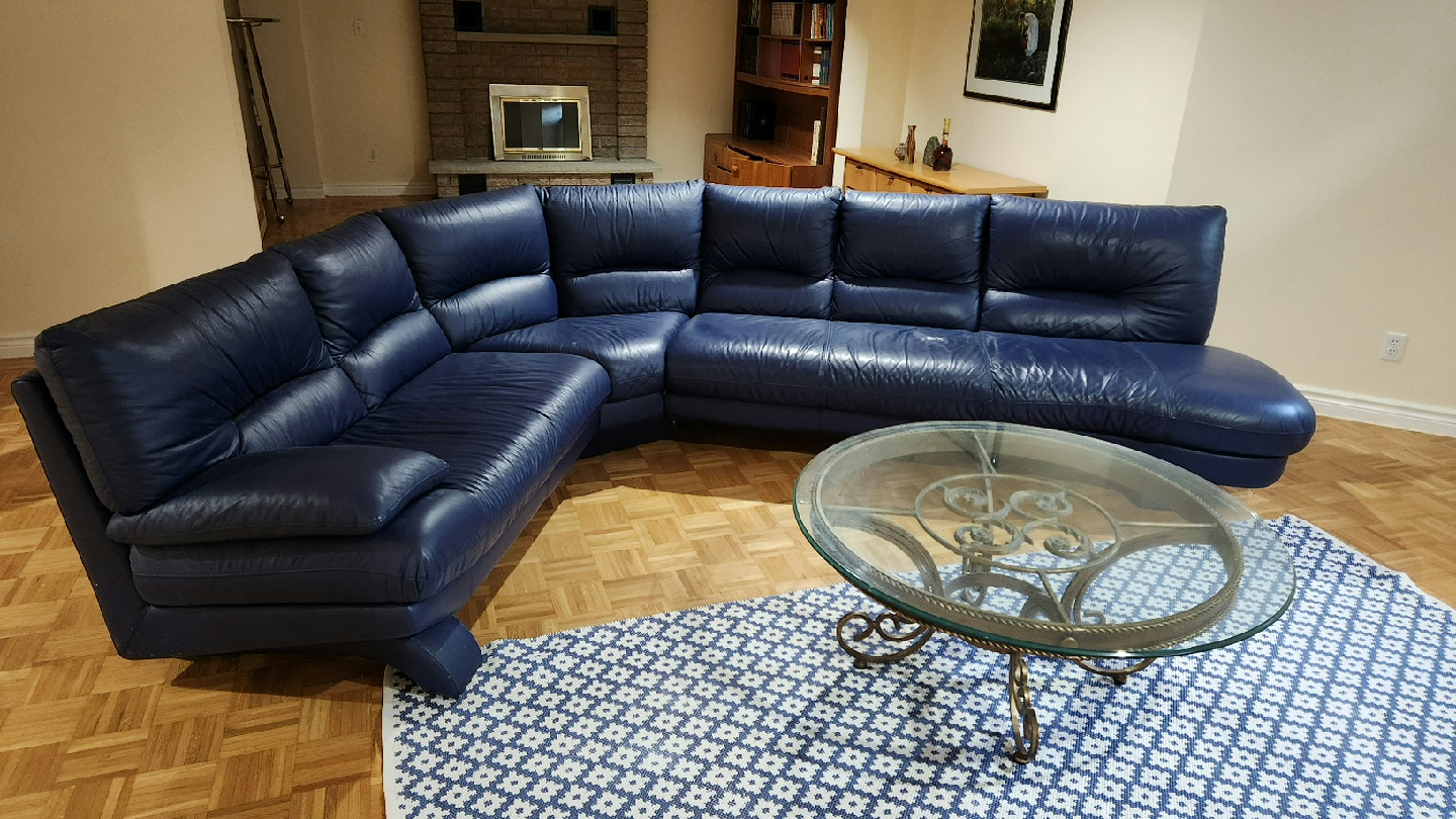 Nicoletti Blue Leather Sectional Sofa - photo 3