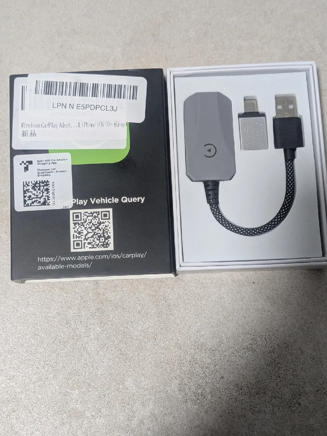 Wireless CarPlay Adapter for iPhone iOS 10+ (Gray) thumbnail