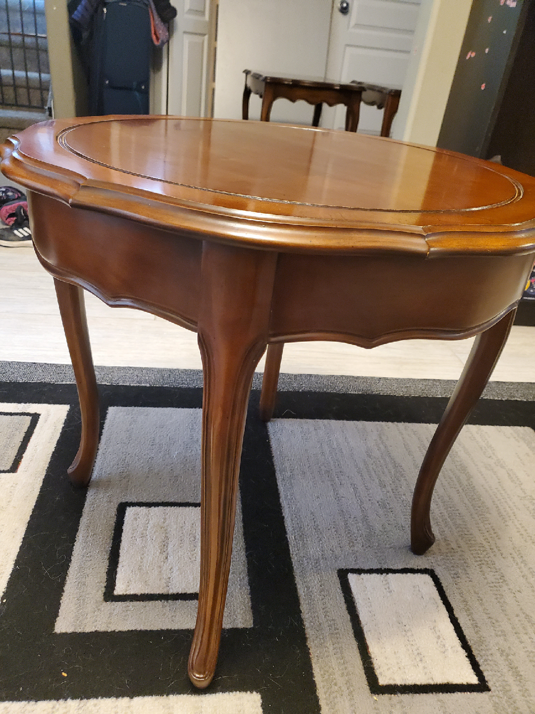 Wooden Round Side Table with Drawer - photo 2