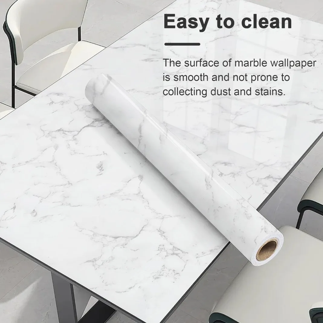 Set of 2 White and Black Marble Smooth Wallpaper 78.8"x11.8" image indicator(6)
