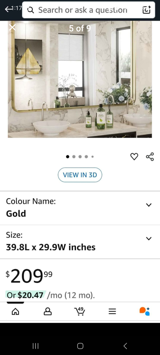 New TokeShimi Gold Bathroom Mirror 40x30 inch - photo 4