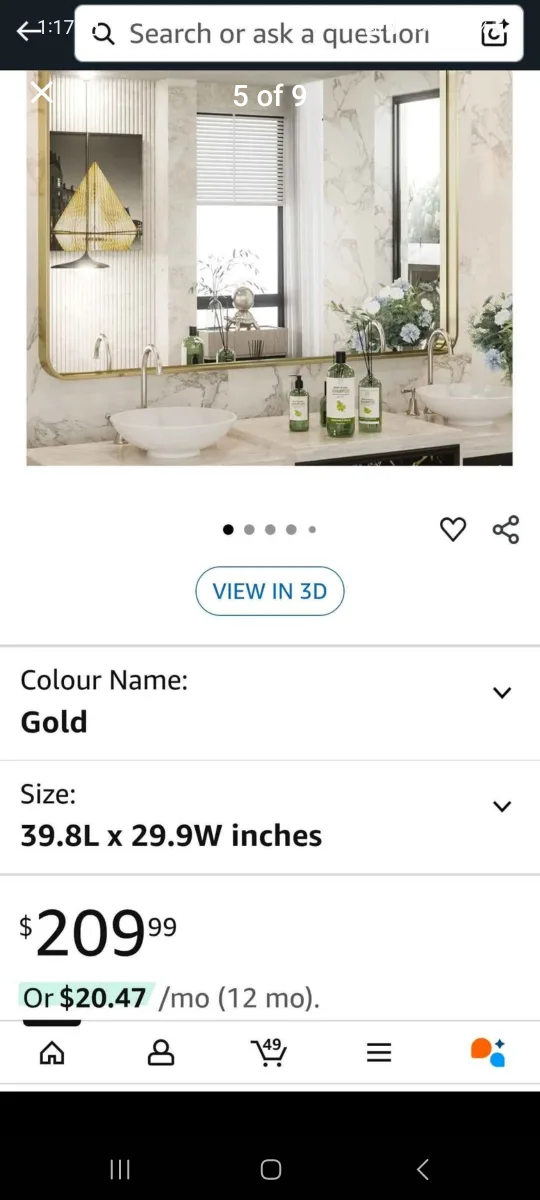 New TokeShimi Gold Bathroom Mirror 40x30 inch image indicator(4)