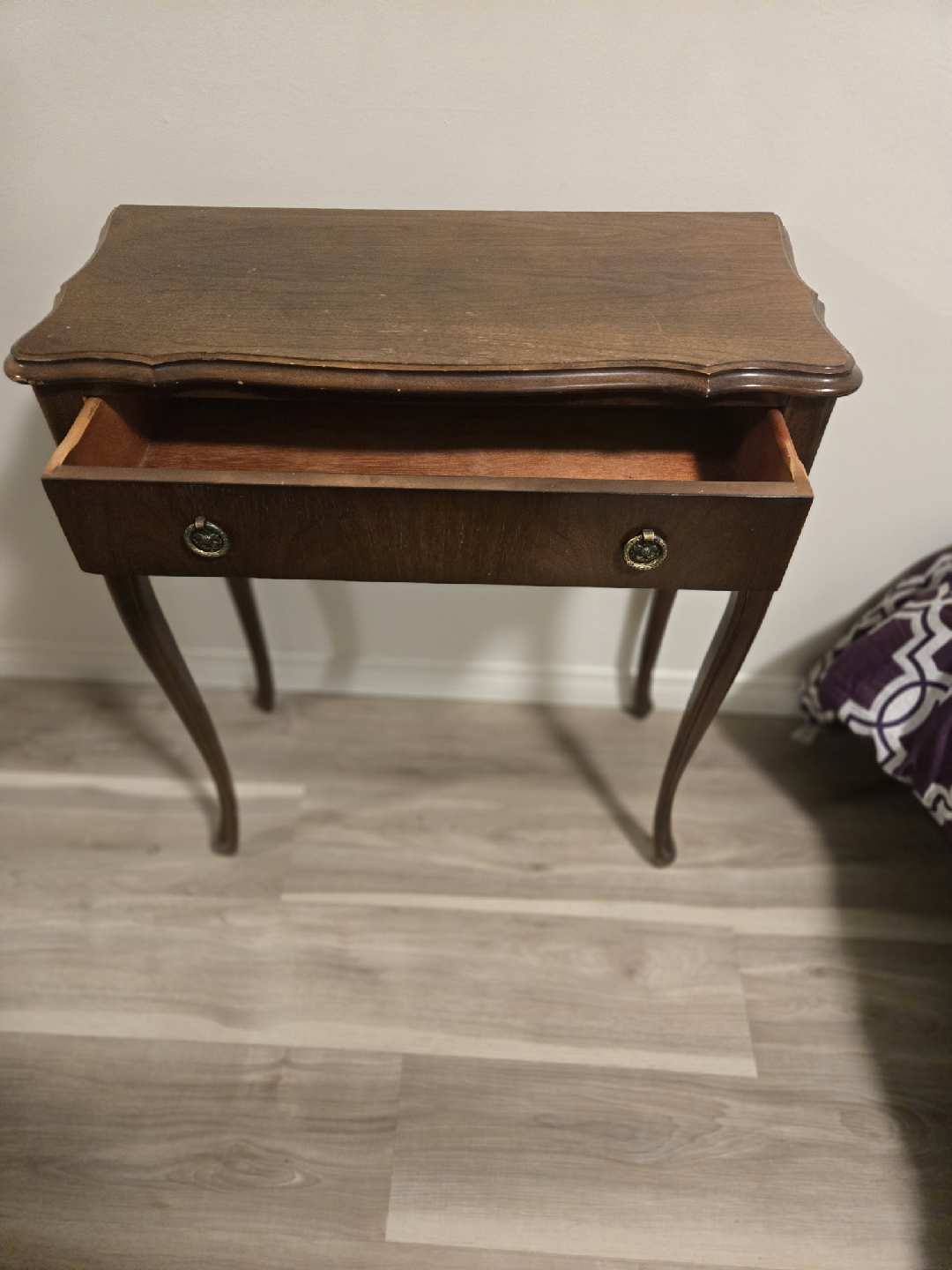 Antique Brown Wooden Side Table - photo 2