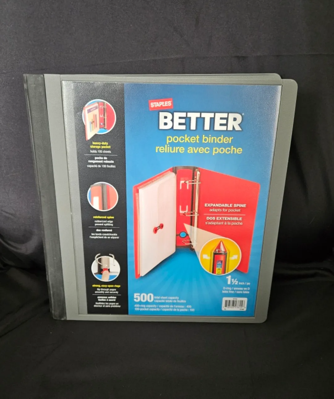 Staples Better Binder - 1 1/2 inch Grey thumbnail