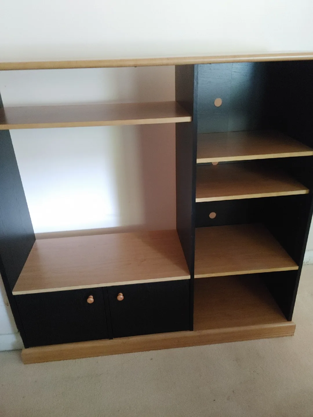 💚 ENTERTAINMENT UNIT BLACK/WOOD MINT CONDITION thumbnail