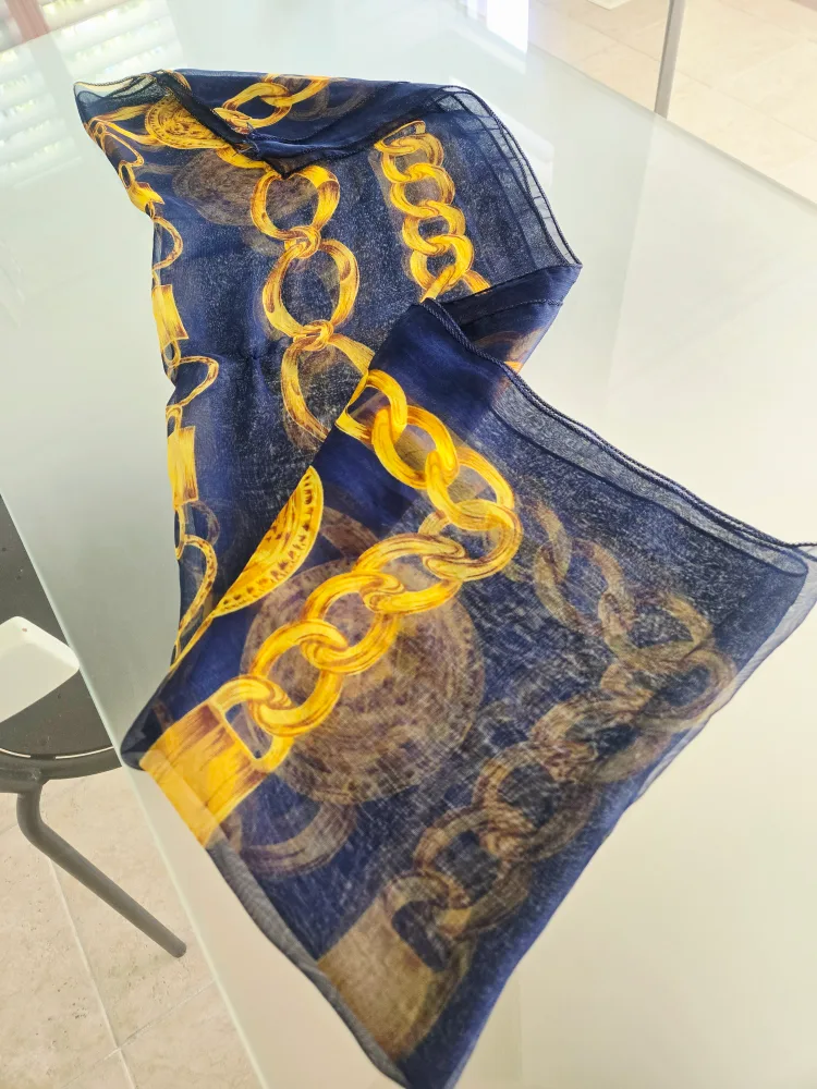 Blue & Gold Chain Print Scarf image indicator(2)